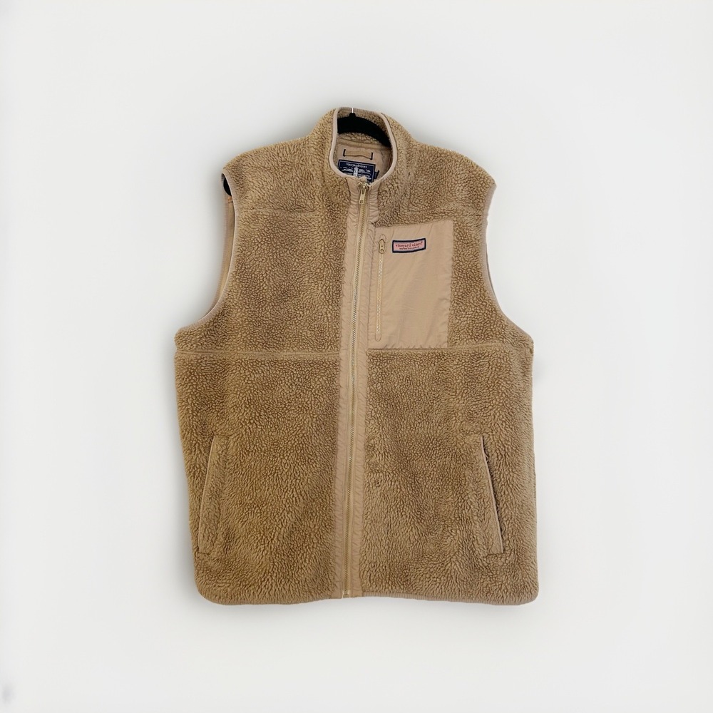 Vineyard Vines Sherpa Supershep Vest Jacket Officer Khaki XXL - Picture 2 of 6
